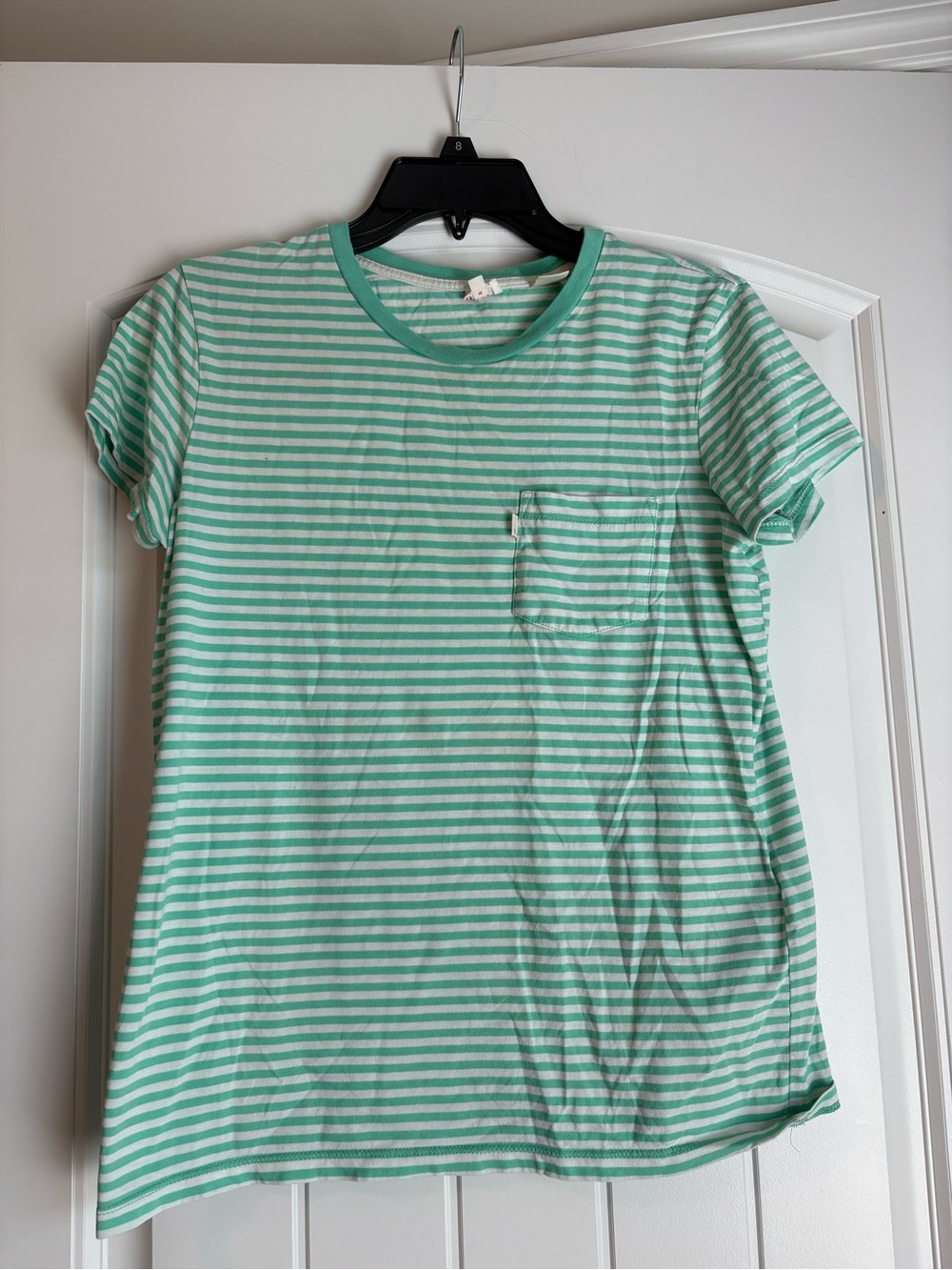 Levi's Mint Green and White Striped Short Sleeve Tee